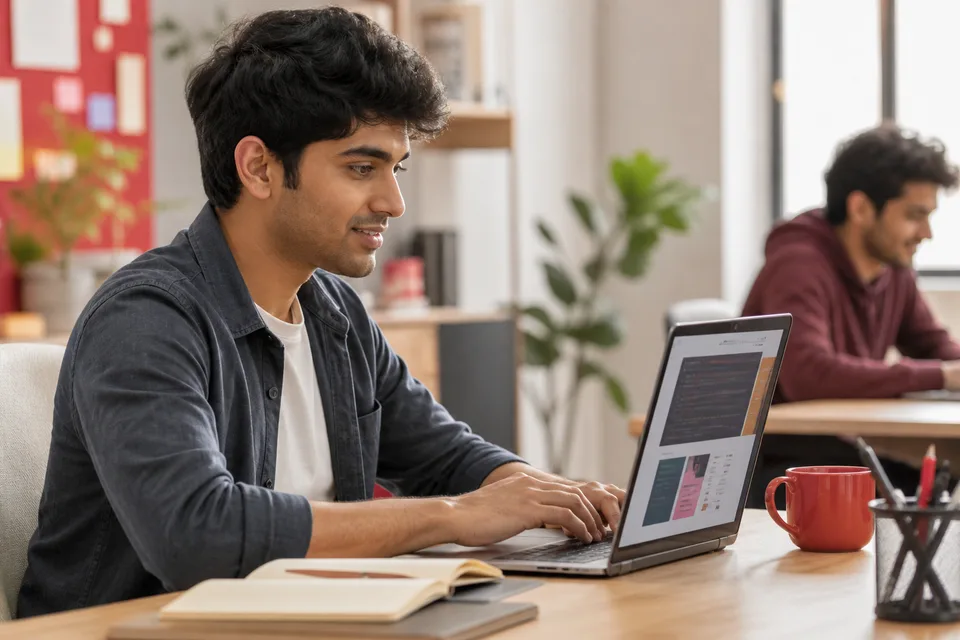 Learner building a full-stack web project
